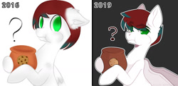 Size: 1280x625 | Tagged: safe, artist:arina-gremyako, imported from derpibooru, oc, oc only, pegasus, pony, caught, cookie, cookie jar, duo, ear fluff, floppy ears, food, pegasus oc, redraw