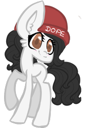 Size: 753x1131 | Tagged: safe, artist:thecreativerey, imported from derpibooru, oc, oc only, earth pony, pony, beanie, ear fluff, earth pony co, female, hat, mare, raised hoof, simple background, solo, transparent background