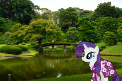 Size: 1600x1067 | Tagged: safe, artist:jaredking779, artist:scrimpeh, imported from derpibooru, rarity, pony, unicorn, clothes, female, irl, japan, kimono (clothing), mare, photo, ponies in real life, solo, tokyo