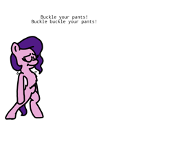 Size: 1725x1414 | Tagged: safe, artist:professorventurer, imported from derpibooru, part of a set, pipp petals, pegasus, pony, series:ask pippamena, battleblock theater, bipedal, buckle your pants, dancing, eyebrows, g5, pippamena, solo