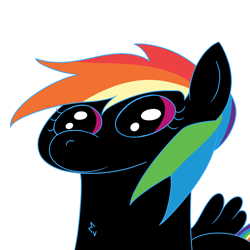 Size: 3000x3000 | Tagged: source needed, safe, artist:buttercupsaiyan, imported from derpibooru, oc, oc only, oc:dark rainbow dash, pegasus, pony, black fur, numget, simple background, solo, white background