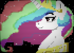 Size: 560x400 | Tagged: safe, artist:thelunarmoon, imported from derpibooru, princess celestia, alicorn, pony, bust, crt filter, female, heart, heart eyes, mare, peytral, pixel art, smiling, solo, sparkles, wingding eyes
