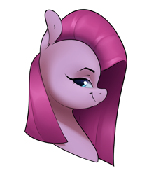 Size: 2031x2307 | Tagged: safe, artist:aquaticvibes, imported from derpibooru, pinkie pie, earth pony, pony, bust, ear fluff, eyebrows, female, looking at you, mare, pinkamena diane pie, portrait, side view, simple background, smiling, solo, white background