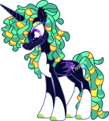 Size: 2688x2980 | Tagged: safe, artist:kurosawakuro, imported from derpibooru, oc, alicorn, pony, base used, female, magical lesbian spawn, mare, offspring, parent:nightmare moon, parent:tree hugger, simple background, solo, transparent background
