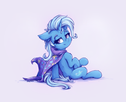 Size: 1547x1249 | Tagged: safe, artist:zeepheru_pone, imported from derpibooru, trixie, pony, unicorn, bedroom eyes, cape, clothes, ear fluff, female, hat, looking at you, mare, signature, simple background, smiling, smiling at you, solo, trixie's cape, trixie's hat