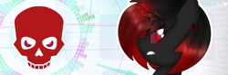 Size: 1500x500 | Tagged: safe, artist:jadebreeze115, imported from derpibooru, oc, oc:negative, alicorn, angry, banner, ear piercing, earring, eye scar, facial scar, jewelry, male, piercing, scar, skull, solo