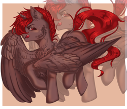 Size: 2322x2000 | Tagged: safe, artist:ria chan, imported from derpibooru, oc, oc only, oc:hardy, alicorn, pony, :p, alicorn oc, fluffy, full body, horn, large wings, male, solo, stallion, tongue out, wings, zoom layer