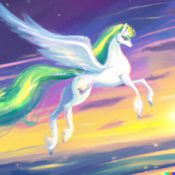 Size: 1024x1024 | Tagged: safe, imported from derpibooru, princess celestia, alicorn, pony, ai content, ai generated, cloud, female, flying, generator:dall-e 2, mare, realistic horse legs, spread wings, sunset, wings