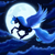 Size: 1024x1024 | Tagged: safe, imported from derpibooru, princess luna, alicorn, pony, ai content, ai generated, cloud, female, flying, full moon, generator:dall-e 2, mare, moon, stars