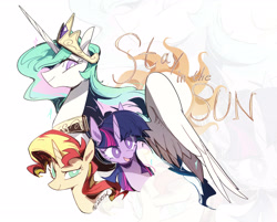 Size: 2913x2340 | Tagged: safe, artist:fan_silversol, imported from derpibooru, princess celestia, sunset shimmer, twilight sparkle, equestria girls