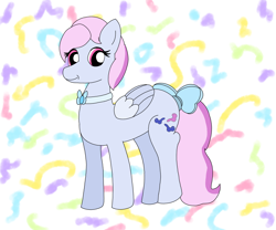 Size: 6048x5036 | Tagged: safe, artist:pinkiepie69, imported from derpibooru, wind whistler, pegasus, pony, abstract background, bow, bowtie, cute, female, folded wings, g1, g1 to g4, g4, generation leap, mare, solo, tail, tail bow, whistlerbetes, wings