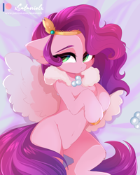 Size: 4000x5000 | Tagged: safe, artist:xsatanielx, imported from derpibooru, pipp petals, pegasus, pony, absurd resolution, adorapipp, belly button, cute, female, g5, headband, jewelry, mare, patreon, patreon logo, solo, unshorn fetlocks