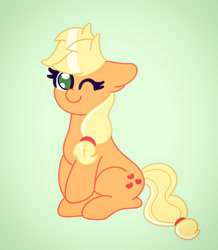 Size: 1745x2004 | Tagged: safe, artist:cinematic-fawn, imported from derpibooru, applejack, pony, cute, jackabetes, one eye closed, solo, wink