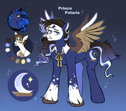 Size: 3262x2869 | Tagged: safe, artist:djkaskan, imported from derpibooru, pipsqueak, princess luna, oc, oc:prince polaris, alicorn, pegasus, bald face, blaze (coat marking), coat markings, facial markings, fusion, male, next generation, offspring, parent:pipsqueak, parent:princess luna, parents:lunapip, spread wings, stallion, wings