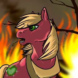 Size: 576x576 | Tagged: safe, artist:timekept, imported from derpibooru, big macintosh, earth pony, pony, fire, male, solo, stallion