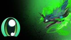 Size: 1920x1080 | Tagged: safe, artist:giuliabeck, imported from derpibooru, queen chrysalis, changeling, changeling queen, female, solo, wallpaper