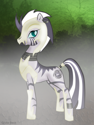 Size: 990x1318 | Tagged: safe, artist:giuliabeck, imported from derpibooru, zecora, zebra, corrupted, female, nightmare zecora, nightmarified, solo