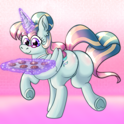 Size: 2048x2048 | Tagged: safe, artist:northernlightsone, imported from derpibooru, oc, oc:earthing elements, alicorn, pony, alicorn oc, baking, baking sheet, butt, commissioner:bigonionbean, cookie, female, flank, food, fusion, fusion:cloudy quartz, fusion:posey shy, fusion:twilight velvet, fusion:windy whistles, glasses, horn, large butt, magic, mare, plot, wings, writer:bigonionbean