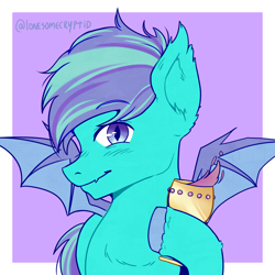 Size: 1400x1400 | Tagged: safe, artist:lonesomecryptid, imported from derpibooru, oc, bat pony, pony, bat pony oc, bat wings, commission, goblet, icon, solo, wings