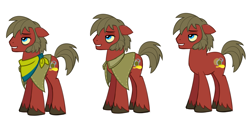 Size: 4500x2182 | Tagged: safe, artist:earth_pony_colds, imported from derpibooru, oc, oc only, oc:disco hooch, earth pony, alcohol, clothes, coat, earth pony oc, facial hair, reference sheet, show accurate, sideburns, simple background, smiling, solo, tipsy, white background, yellow eyes