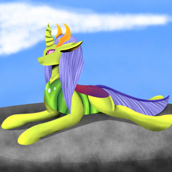 Size: 1500x1500 | Tagged: safe, artist:silverfan, imported from derpibooru, thorax, changedling, changeling, female, king thorax, mare, mesosoma, rule 63, solo