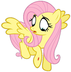 Size: 643x649 | Tagged: safe, imported from derpibooru, fluttershy, pegasus, pony, fanfic:fluttershy gets a papercut, blood, female, flying, mare, papercut, simple background, spread wings, transparent background, wings, worried