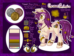 Size: 2224x1668 | Tagged: safe, artist:mychelle, imported from derpibooru, oc, oc:brazen grimoire, pony, unicorn, female, mare, reference sheet, solo