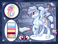 Size: 2224x1668 | Tagged: safe, artist:mychelle, imported from derpibooru, oc, oc:prism cloud, pegasus, pony, colored wings, female, mare, multicolored wings, reference sheet, solo, wings