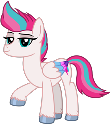 Size: 4175x4657 | Tagged: safe, artist:emeraldblast63, imported from derpibooru, zipp storm, pegasus, pony, absurd resolution, colored wings, eyebrows, female, folded wings, g4, g5, g5 to g4, generation leap, looking at you, mare, multicolored wings, raised hoof, simple background, smiling, smiling at you, smirk, solo, transparent background, wings