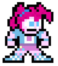 Size: 1150x1304 | Tagged: safe, artist:blackcrow, imported from derpibooru, pinkie pie, human, equestria girls, humanized, mega man (series), original art, pixel art, simple background, solo, white background