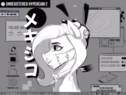 Size: 3200x2400 | Tagged: safe, artist:poxy_boxy, imported from derpibooru, fluttershy, pegasus, pony, antonymph, black and white, bust, face mask, female, fluttgirshy, gir, gray background, grayscale, mare, mask, monochrome, profile, simple background, vylet pony, webcore, wip