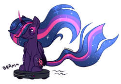 Size: 2812x1945 | Tagged: safe, artist:greenmaneheart, imported from derpibooru, twilight sparkle, alicorn, pony, nightmare twilight, nightmarified, ponies riding roombas, roomba, simple background, solo, transparent background, twilight sparkle (alicorn)