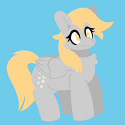 Size: 800x800 | Tagged: safe, artist:myahster, imported from derpibooru, derpy hooves, pegasus, pony, blue background, heart, heart eyes, simple background, solo, wingding eyes