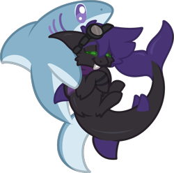 Size: 1621x1609 | Tagged: safe, artist:michini, imported from derpibooru, oc, oc only, oc:raven stargazer, original species, shark, shark pony, commission, cuddling, cute, plushie, shark plushie, simple background, transparent background, ych result