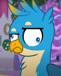 Size: 621x775 | Tagged: safe, edit, edited screencap, editor:horsesplease, imported from derpibooru, screencap, gallus, the hearth's warming club, derp, gallus the rooster, gallusposting, stupid