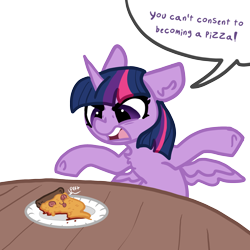 Size: 2000x2000 | Tagged: safe, artist:nootaz, derpibooru exclusive, imported from derpibooru, twilight sparkle, alicorn, pony, :p, food, implied transformation, pizza, raspberry, simple background, space station 13, ssethtzeentach, tongue out, transparent background, twilight sparkle (alicorn)