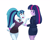 Size: 3752x3000 | Tagged: safe, artist:carnifex, imported from derpibooru, sonata dusk, twilight sparkle, comic:we will be adored, equestria girls, clothes, disguise, disguised siren, duo, duo female, female, jewelry, necklace, simple background, skirt, tuxedo, white background