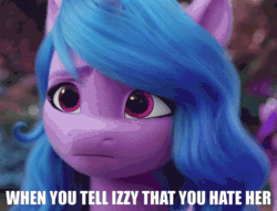 Size: 1047x800 | Tagged: safe, edit, edited screencap, imported from derpibooru, screencap, izzy moonbow, pony, animated, g5, gif, my little pony: a new generation, sad, solo