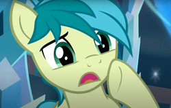 Size: 1213x773 | Tagged: safe, imported from derpibooru, screencap, sandbar, earth pony, pony, school raze, cropped, male, open mouth, raised hoof, solo