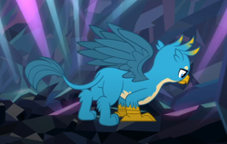 Size: 916x583 | Tagged: safe, imported from derpibooru, screencap, gallus, griffon, what lies beneath, butt, cropped, gallass, male, plot, solo, spread wings, wings