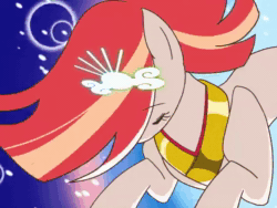 Size: 560x420 | Tagged: safe, artist:hauntedtuba, imported from derpibooru, oc, oc only, oc:poniko, pony, unicorn, animated, eyes closed, female, flowing mane, jewelry, magical girl transformation, mare, no sound, peytral, race swap, solo, tiara, webm, wip