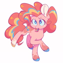 Size: 1814x1814 | Tagged: safe, artist:grumpimoon, imported from derpibooru, pinkie pie, earth pony, pony, colored hooves, rainbow power, simple background, solo, white background