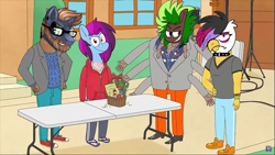 Size: 1920x1080 | Tagged: safe, imported from derpibooru, oc, oc only, oc:charlie worthley, oc:dax "sparks" flyer, oc:guenevive "gwen" the goth gryphon, oc:melody "popsicle" mayfeather, anthro, bojack horseman, meme, new midwestria