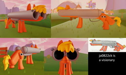 Size: 3338x2000 | Tagged: safe, artist:ja0822ck, imported from derpibooru, oc, oc only, gun pony, object pony, original species, pony, 3d, cute, double barrel shotgun, eyelashes, female, gun, mare, ponified, roblox, rule 85, shotgun, video game, wat, weapon, weapon pony