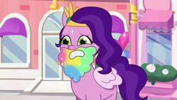 Size: 3300x1857 | Tagged: safe, imported from derpibooru, screencap, pipp petals, pegasus, pony, spoiler:g5, spoiler:my little pony: tell your tale, spoiler:tyts01e28, beard, drama queen pipp, facial hair, g5, my little pony: tell your tale, pippsqueaks forever, solo