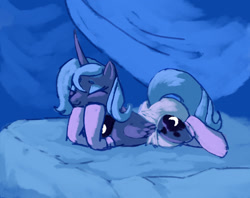 Size: 1280x1012 | Tagged: safe, artist:softsoap, imported from derpibooru, princess luna, alicorn, pony, abstract background, bed, clothes, comfy, diaper, diaper fetish, eyes closed, fetish, lying down, non-baby in diaper, prone, s1 luna, smiling, socks, tail, tail hole