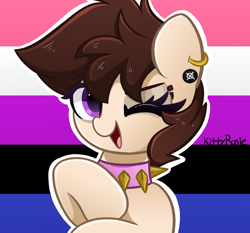 Size: 3536x3290 | Tagged: safe, alternate version, artist:kittyrosie, imported from derpibooru, oc, oc only, oc:ali, pony, commission, genderfluid pride flag, icon, ocbetes, open mouth, pride, pride flag, solo