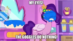 Size: 896x500 | Tagged: safe, edit, edited screencap, imported from derpibooru, screencap, pipp petals, pegasus, pony, spoiler:g5, spoiler:my little pony: tell your tale, spoiler:tyts01e28, caption, female, g5, glitter, goggles, image macro, mare, meme, mirror, my little pony: tell your tale, pippsqueaks forever, simpsons did it, text, the simpsons