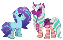 Size: 3152x2000 | Tagged: safe, artist:ayamiiii, imported from derpibooru, opaline arcana, alicorn, pony, unicorn, spoiler:g5, spoiler:my little pony: make your mark, butt, clothes, commission, curved horn, cute, duo, duo female, eyebrows, eyebrows visible through hair, eyeshadow, female, folded wings, freckles, g5, height difference, high res, horn, looking at you, makeup, mare, markings, misty brightdawn, mistybetes, mistybutt, my little pony: make your mark, opal-ass, opalinebetes, plot, plot pair, raised hoof, simple background, smiling, smiling at you, socks, striped socks, stupid sexy opaline, transparent background, wings, ych result