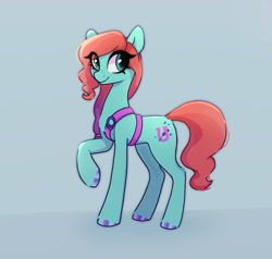 Size: 1950x1860 | Tagged: safe, artist:_alixxie_, imported from derpibooru, earth pony, pony, eye clipping through hair, female, g5, hoof polish, jazz hooves, mare, raised hoof, simple background, solo